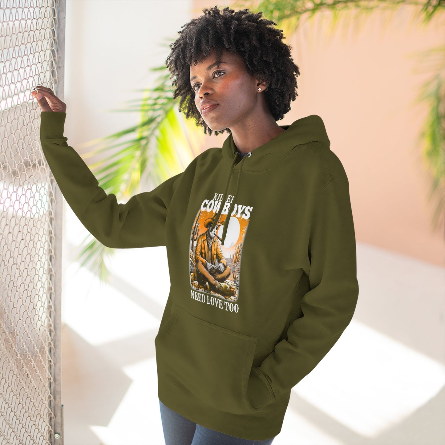 Three-Panel Fleece Hoodie-Front & Back Images