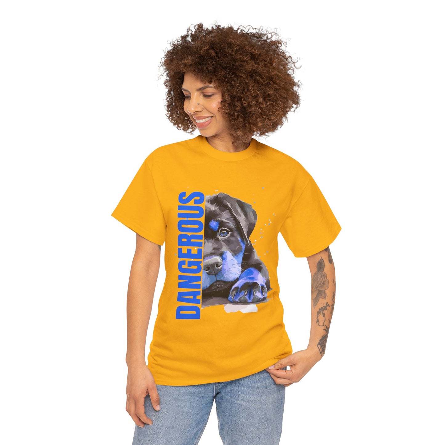 "'DANGEROUS" Cool Dog Lover Tee - Unisex Heavy Cotton T-Shirt
