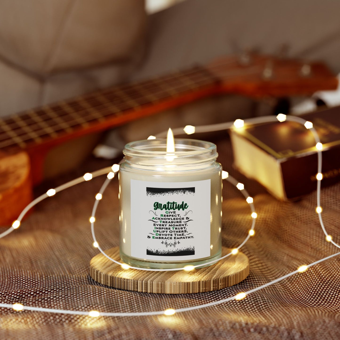 "GRATITUDE" Scented Candles, Coconut Apricot Wax (4oz, 9oz)
