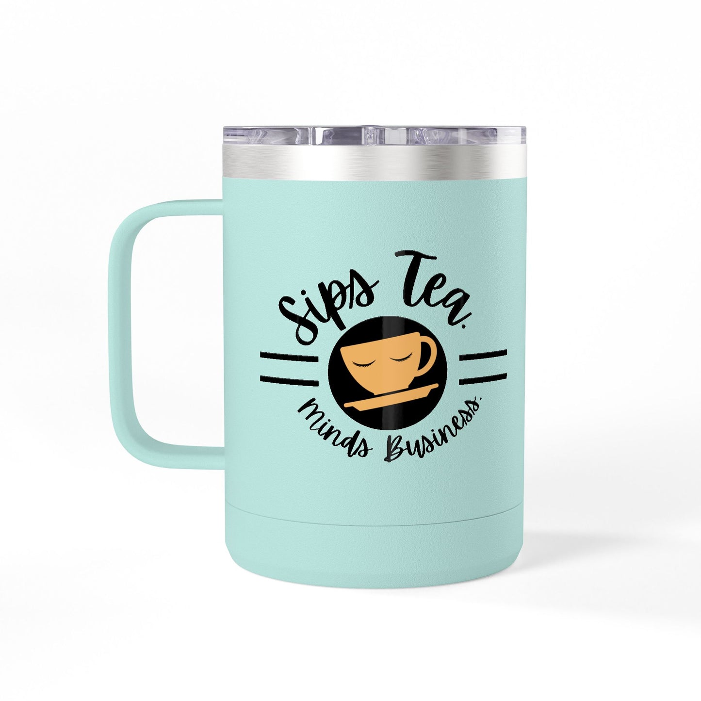 Coffee Lover's Tumbler with Sips Tea Design, Insulated Mug for Home, Travel, Gift for Coffee & Tea Lovers, Birthday, Office, Everyday Use