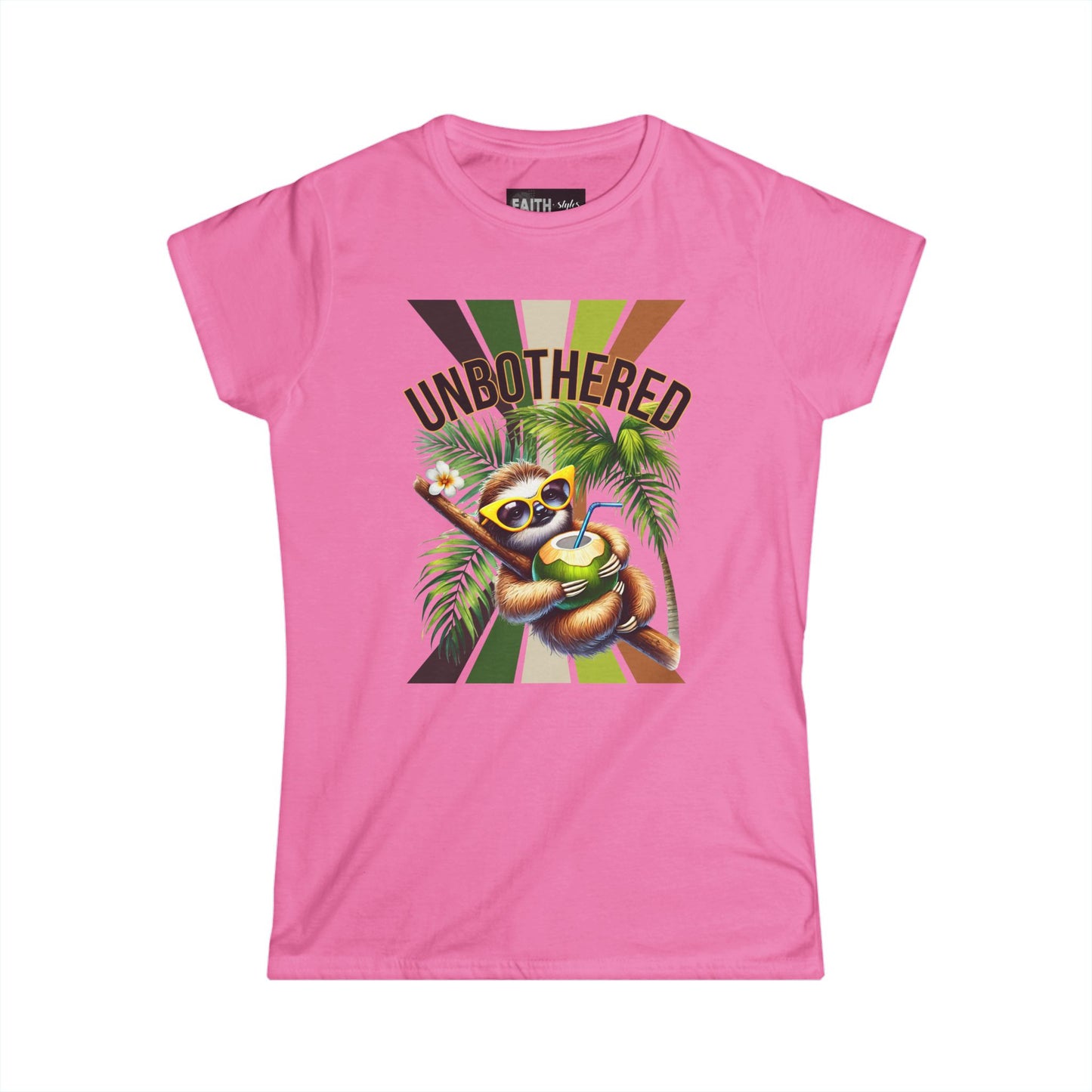 Unbothered Sloth Women's Softstyle Tee, Fun T-Shirt, Casual Wear, Vacation Outfit, Gift for Animal Lovers, Summer Top