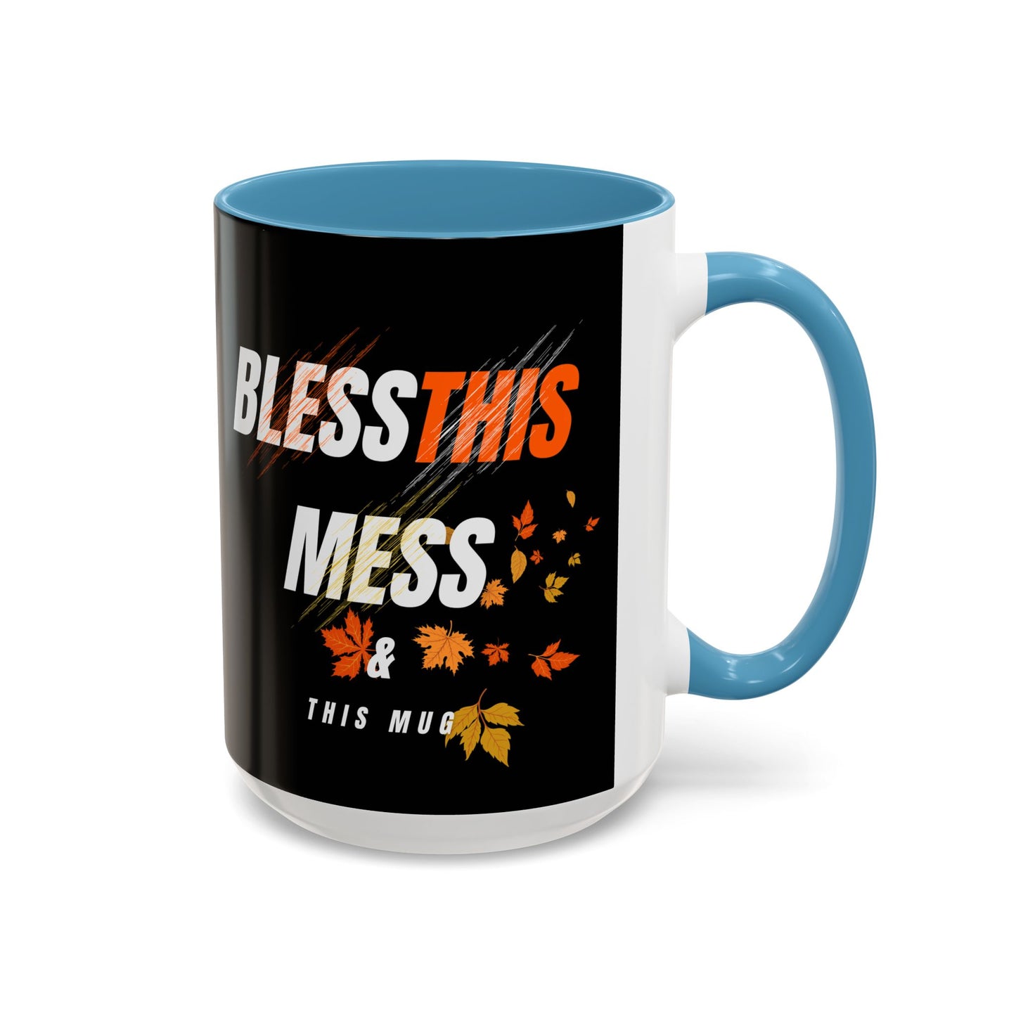 Bless This Mess Coffee Mug, Autumn Mug, Funny Mug Gift, Black Ceramic Mug, Fall Coffee Cup