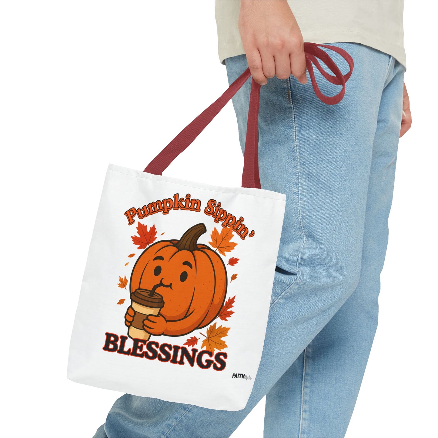 FaithStyles Autumn Pumpkin Blessings Tote Bag | Fall Bag, Cute Tote, Gift for Her, Thanksgiving, Coffee Lovers, Halloween Decor