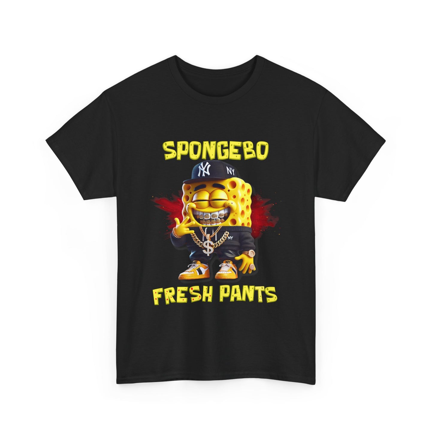 SpongeBo Fresh Pants Unisex Heavy Cotton Tee - Fun Graphic T-Shirt for Kids and Adults