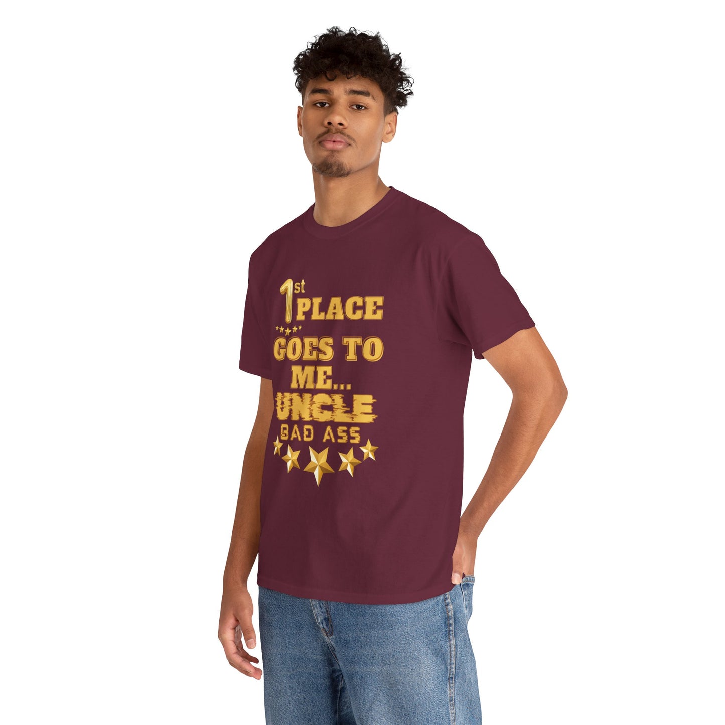 1st Place Uncle Badass Tee | Funny Gift for Uncle, Unisex Cotton Shirt, Family Reunion, Birthday Celebration, Casual Wear
