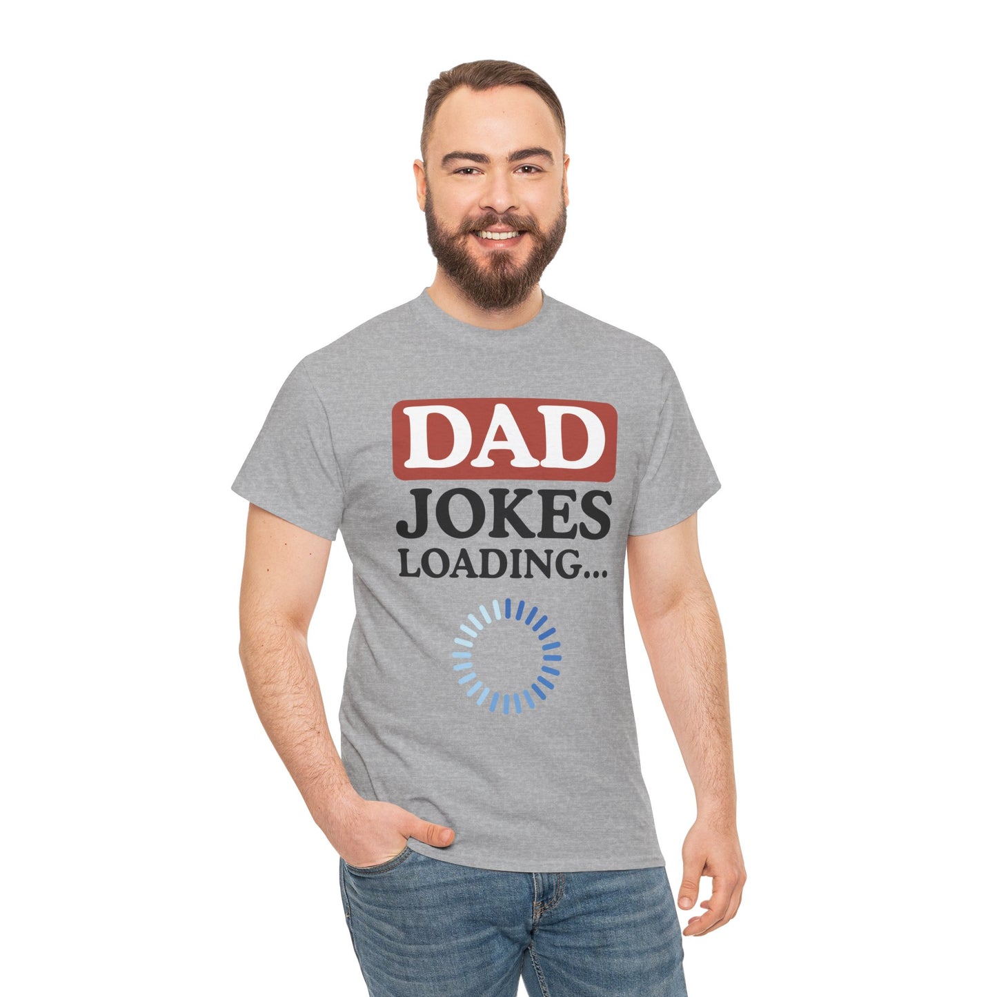 Dad Jokes Loading Unisex Heavy Cotton Tee, Funny Father's Day Gift, Humor T-Shirt, Dad Shirt, Gag Gift for Dads, Casual Everyday Wear