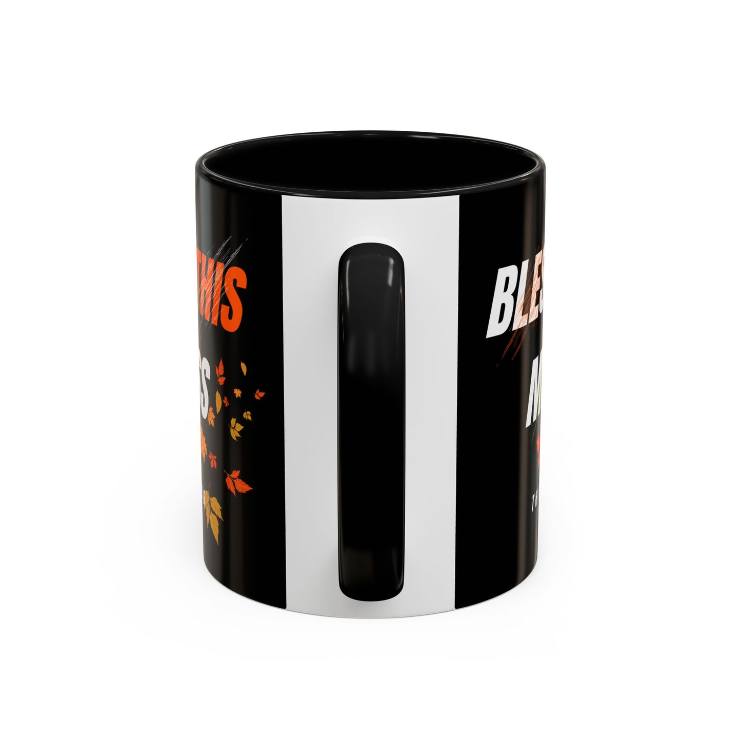 Bless This Mess Coffee Mug, Autumn Mug, Funny Mug Gift, Black Ceramic Mug, Fall Coffee Cup