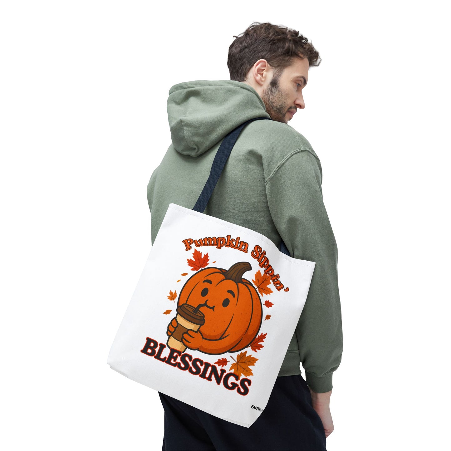 FaithStyles Autumn Pumpkin Blessings Tote Bag | Fall Bag, Cute Tote, Gift for Her, Thanksgiving, Coffee Lovers, Halloween Decor