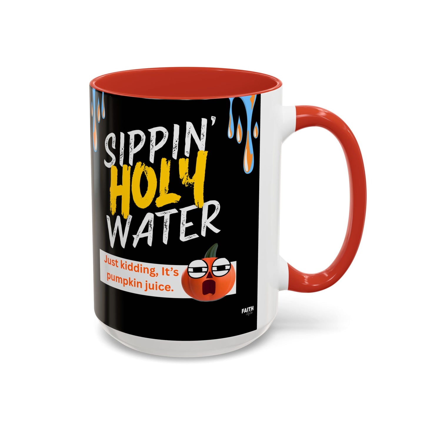 FaithStyles Sippin' Holy Water Coffee Mug, Funny Pumpkin Juice Mug, Halloween Coffee Cup, Unique Gift for Fall, Cute Office Mug, Quirky Kitchenware