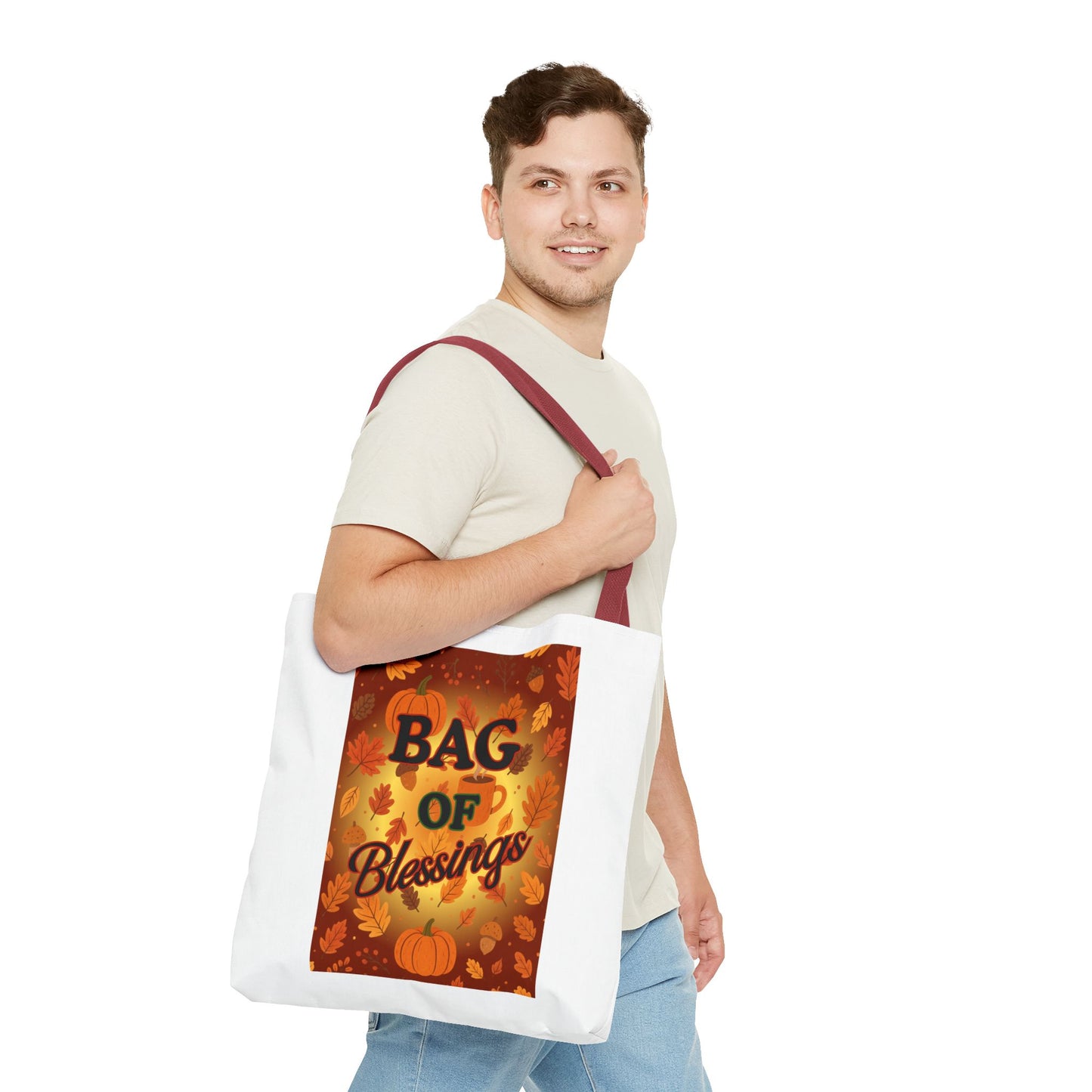 Autumn Blessings Tote Bag, Fall Tote for Shopping, Thanksgiving Gift Bag, Seasonal Carrier, Eco-Friendly Reusable Tote