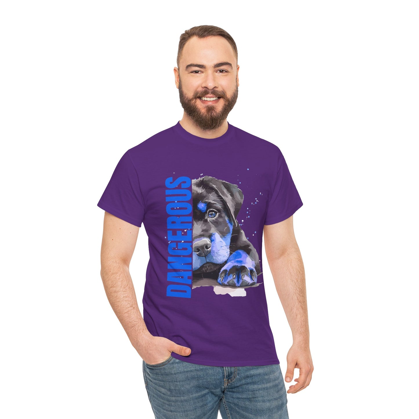 "'DANGEROUS" Cool Dog Lover Tee - Unisex Heavy Cotton T-Shirt