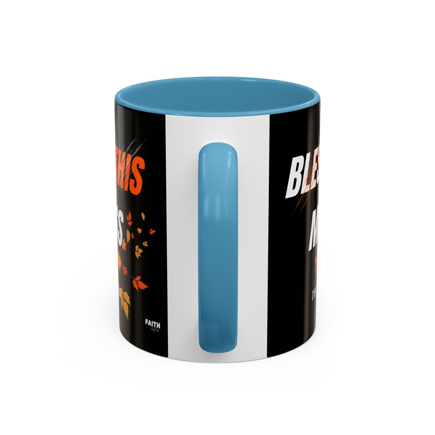 FaithStyles Bless This Mess Coffee Mug, Autumn Mug, Funny Mug Gift, Black Ceramic Mug, Fall Coffee Cup