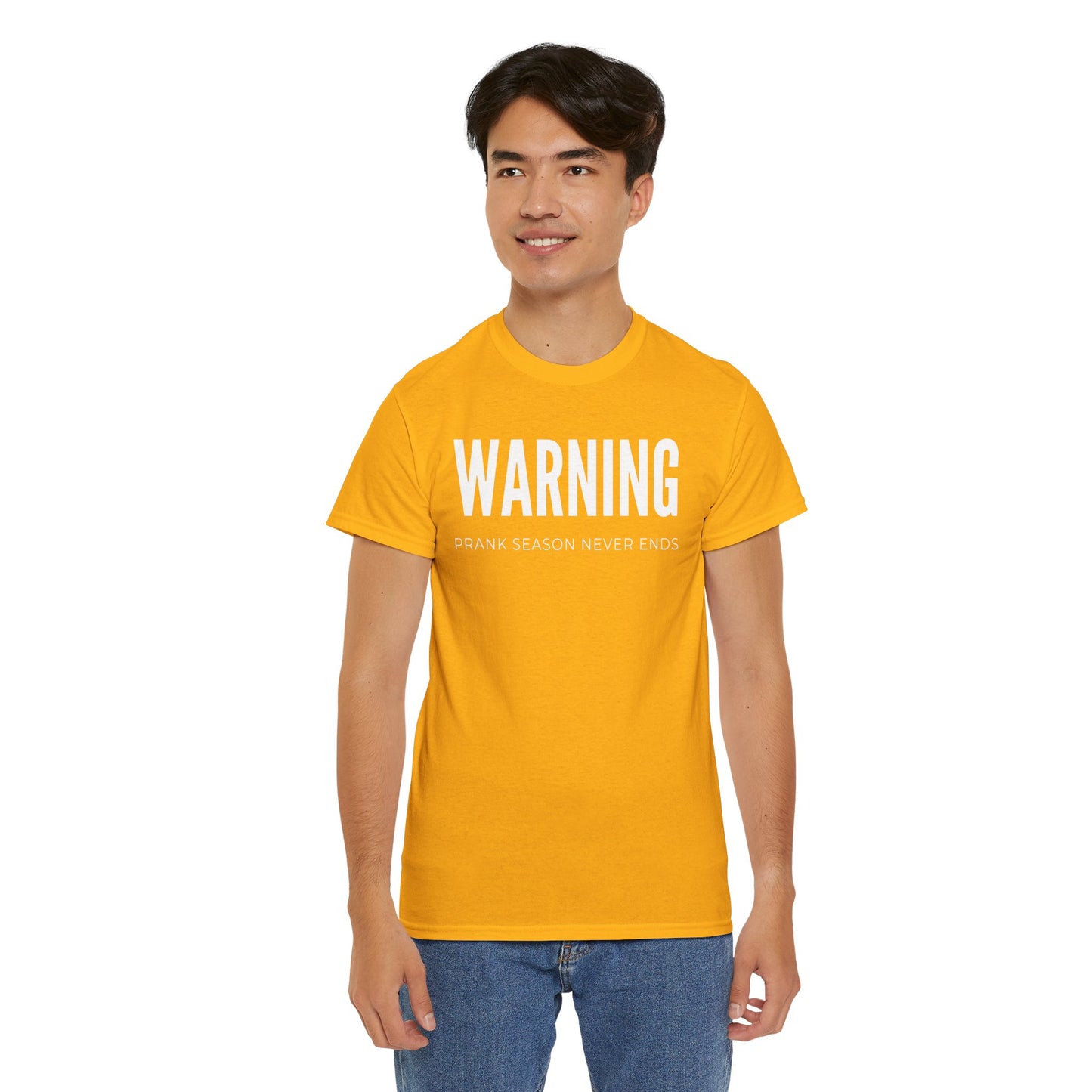 Warning Prank Season Unisex Heavy Cotton Tee | Fun Gift, Casual Wear, Comedy Merchandise, Birthday Gift, Prankster Shirt