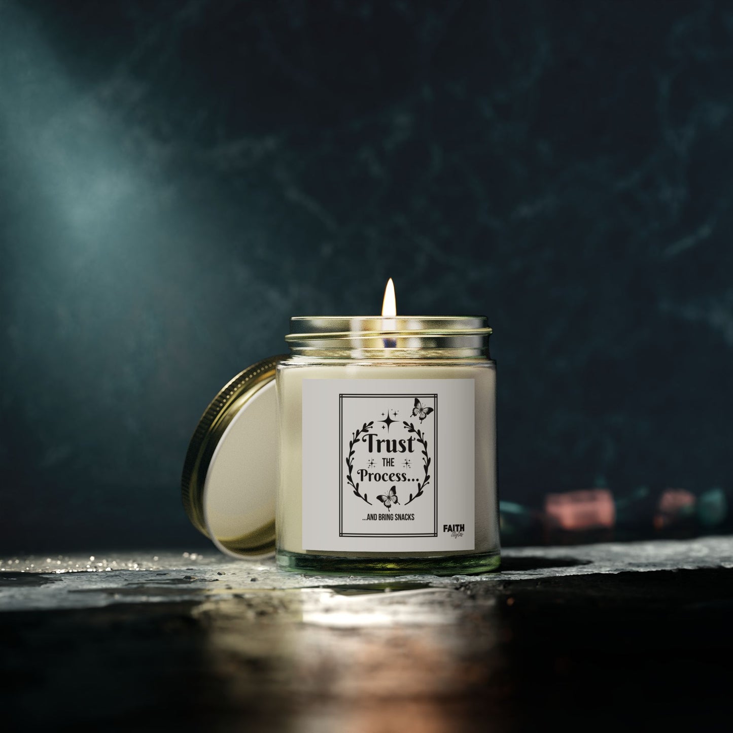 FaithStyles "TRUST THE PROCESS" Scented Wax Candles, Coconut Apricot Wax (4oz, 9oz)