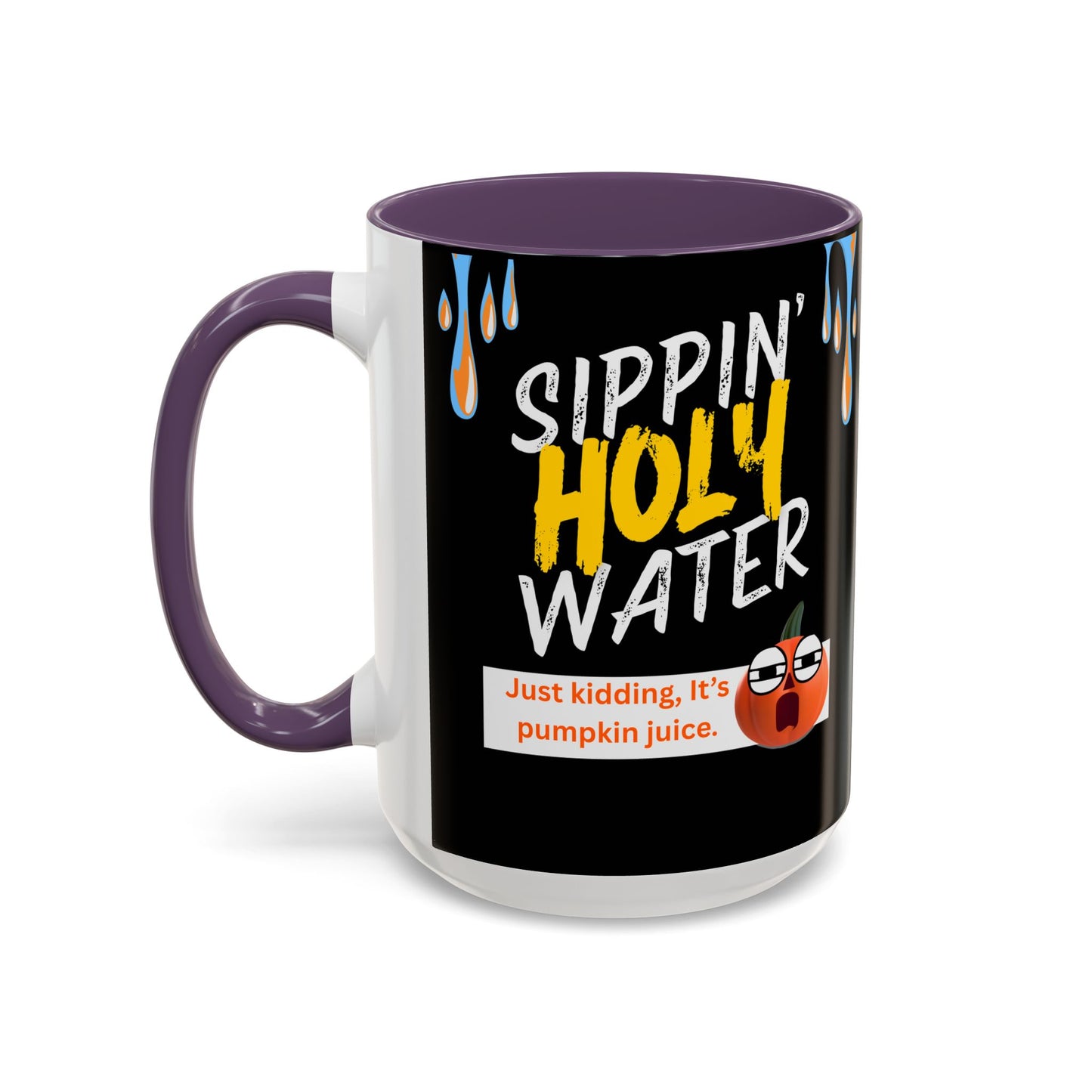 Sippin' Holy Water Coffee Mug, Funny Pumpkin Juice Mug, Halloween Coffee Cup, Unique Gift for Fall, Cute Office Mug, Quirky Kitchenware