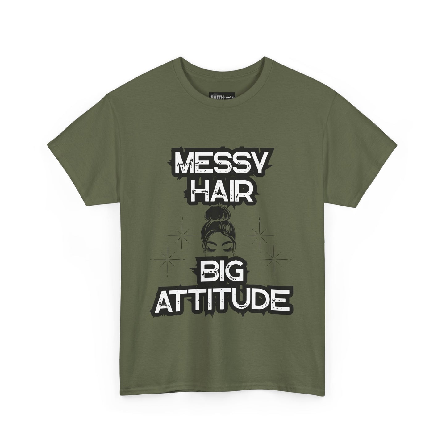 Messy Hair Big Attitude Tee | Stylish Graphic T-Shirt for Casual Wear, Gifts, Everyday Fashion, Relaxed Fit Tee