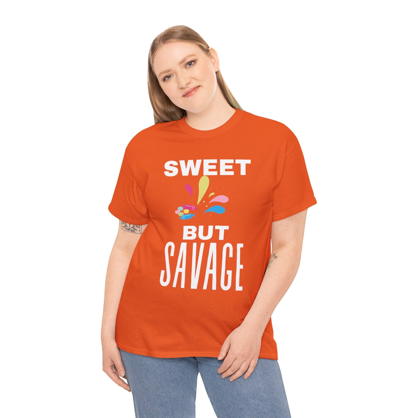 Sweet but Savage Grandma Cotton Tee | Fun Gift for Trendsetters, Everyday Wear, Birthday Party, and Casual Outings