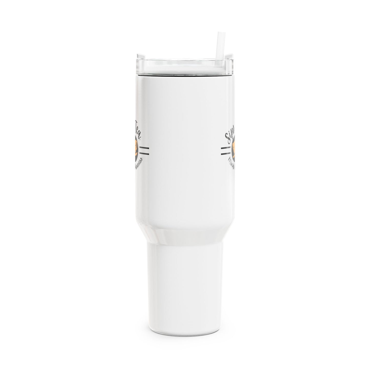40oz Tumbler with Straw - Perfect for Hot or Cold Beverages, Travel Mug, Insulated Water Bottle, Unique Gift for Tea Lovers, Sips Tea Design