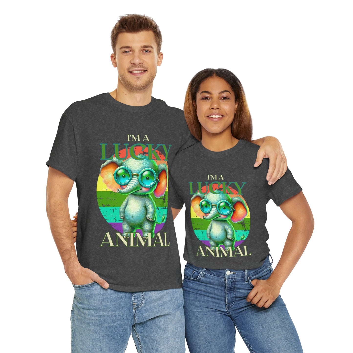 Lucky Animal Unisex Heavy Cotton Tee, Cute Gift for Animal Lovers, Casual Streetwear, St. Patrick's Day, Birthday Apparel