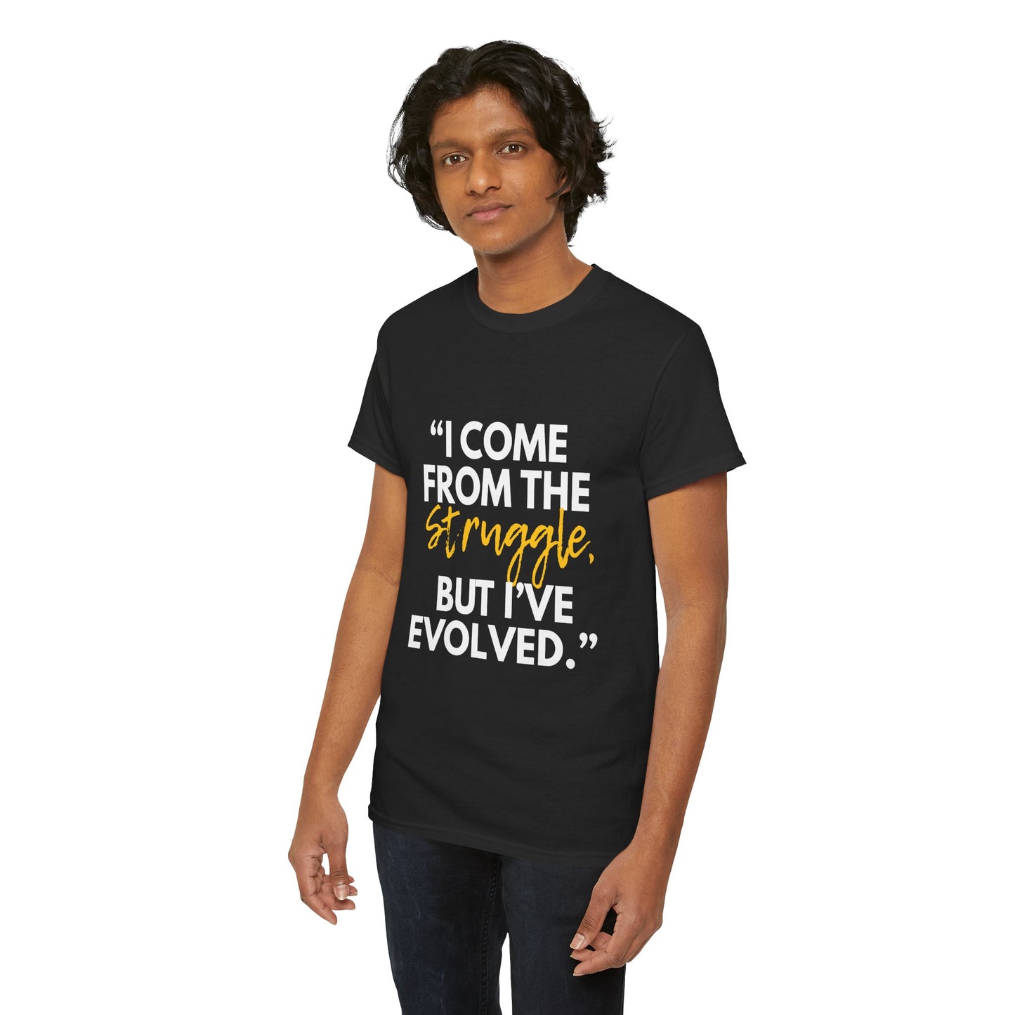 Evolved Unisex Heavy Cotton Tee – Struggle to Strength Inspirational Quote Shirt