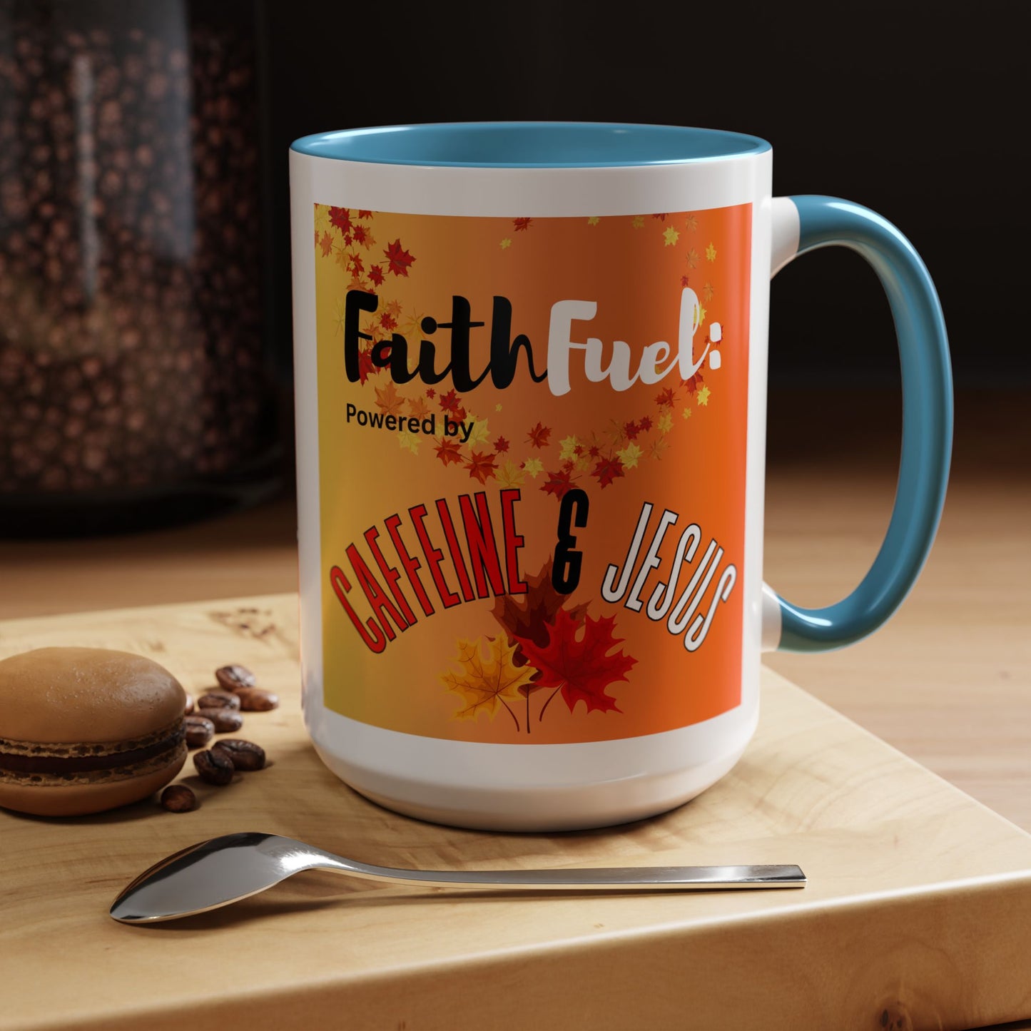 FaithFuel Caffeine & Jesus Mug - Fall Coffee Cup, Inspirational Gift, Autumn Decor, Home Office Supplies, Religious Mug