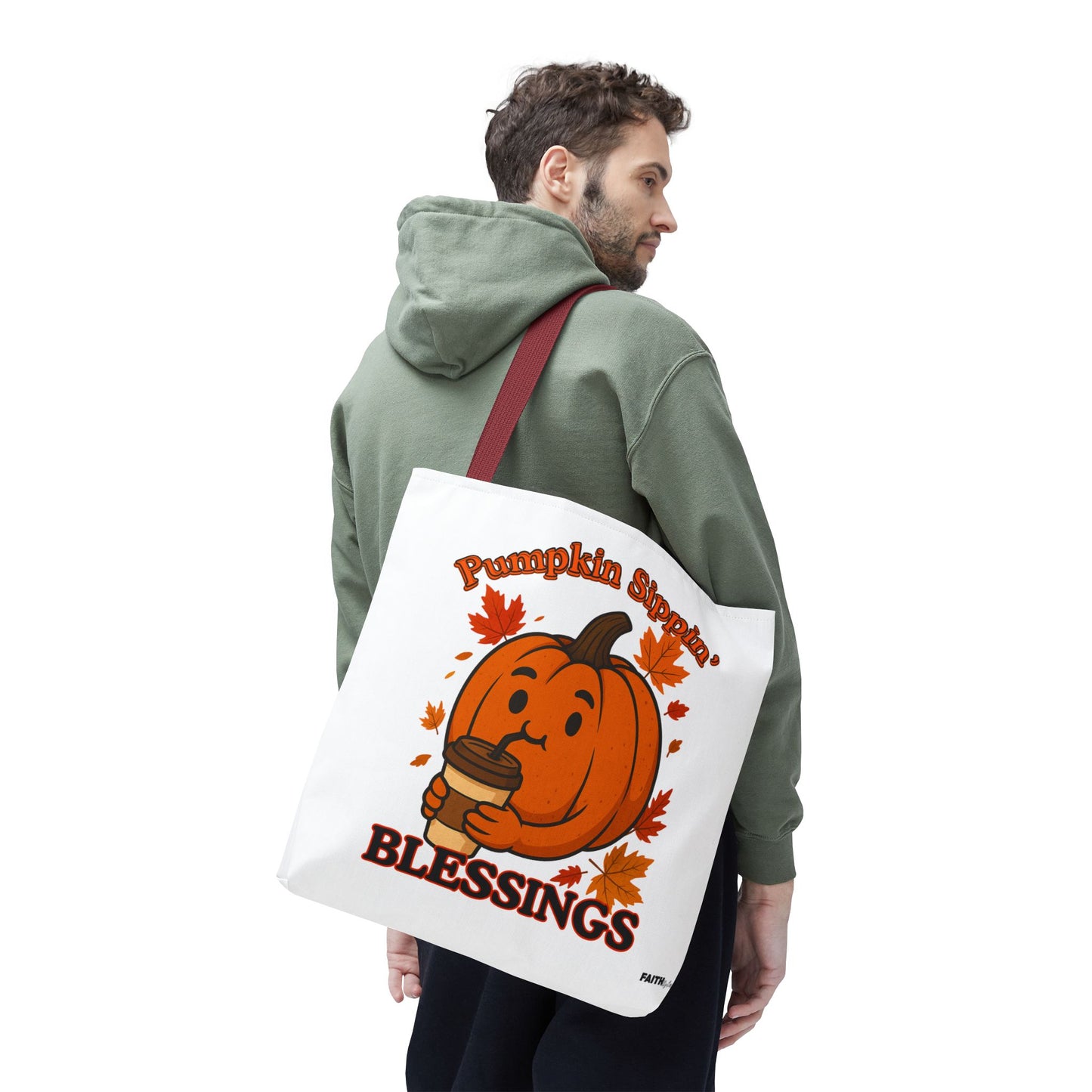 FaithStyles Autumn Pumpkin Blessings Tote Bag | Fall Bag, Cute Tote, Gift for Her, Thanksgiving, Coffee Lovers, Halloween Decor
