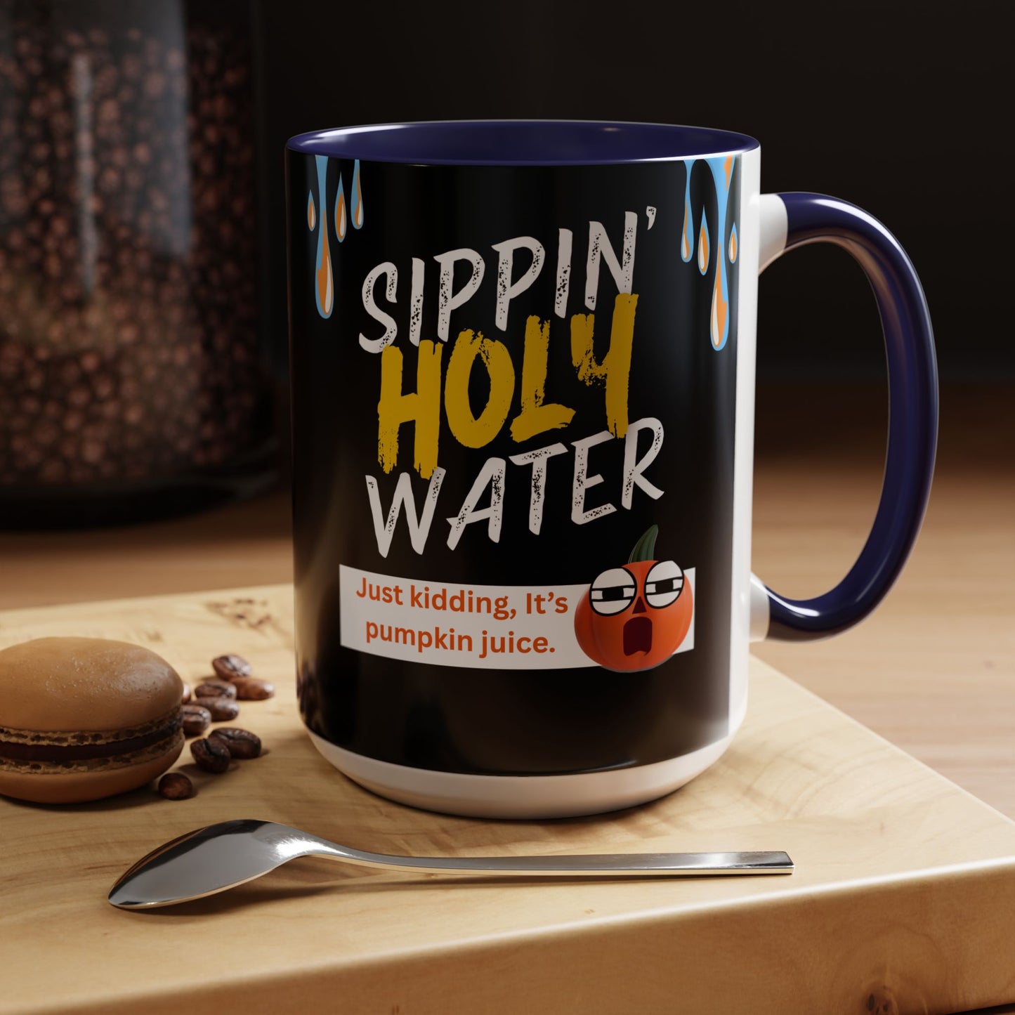 Sippin' Holy Water Coffee Mug, Funny Pumpkin Juice Mug, Halloween Coffee Cup, Unique Gift for Fall, Cute Office Mug, Quirky Kitchenware
