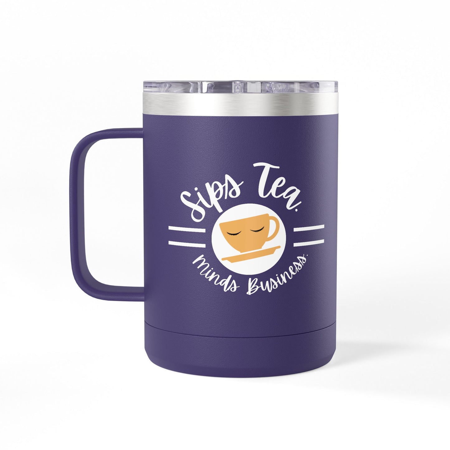 Coffee Lover's Tumbler with Sips Tea Design, Insulated Mug for Home, Travel, Gift for Coffee & Tea Lovers, Birthday, Office, Everyday Use