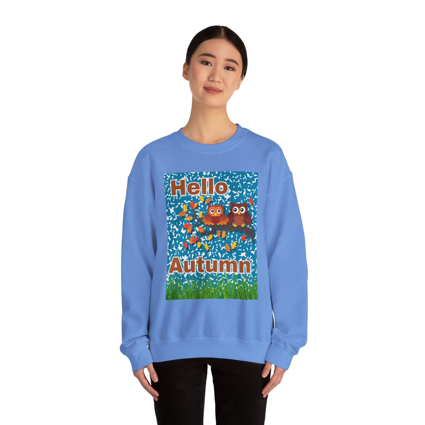 Autumn Owl Crewneck Sweatshirt, Cozy Fall Apparel, Seasonal Gift, Halloween, Thanksgiving, Cute Sweatshirt, Unisex Fall Fashion