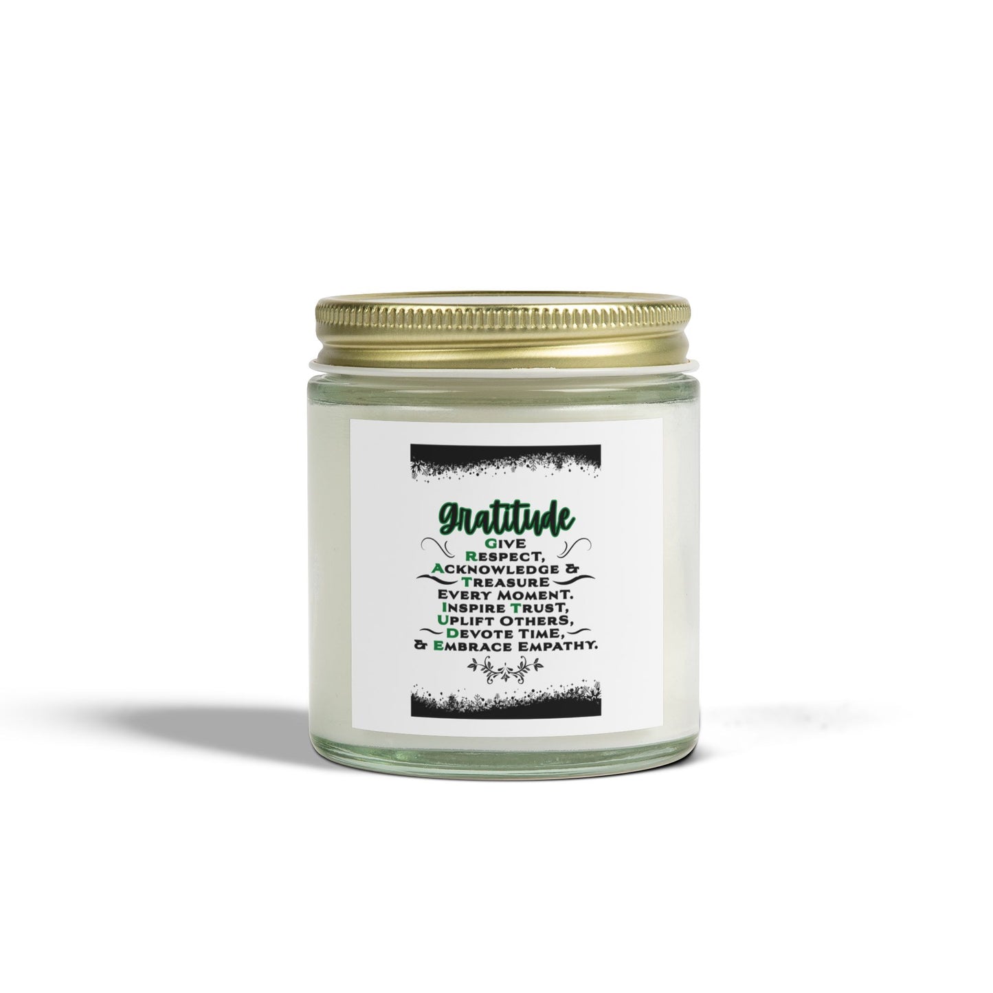 "GRATITUDE" Scented Candles, Coconut Apricot Wax (4oz, 9oz)