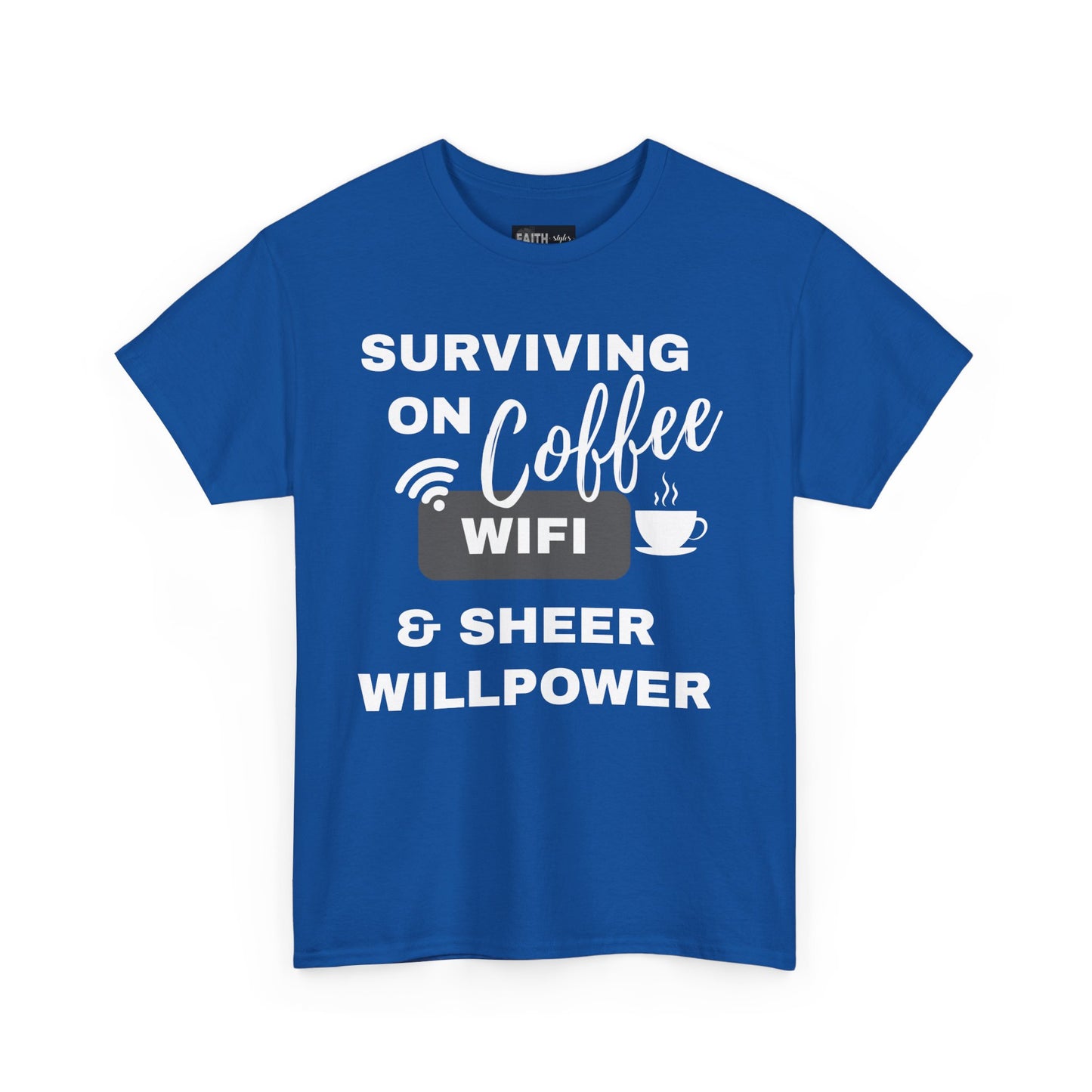 Surviving on Coffee Tee - Unisex Heavy Cotton Shirt, Funny Gift for Coffee Lovers, Perfect for Everyday Wear, Birthday & Holidays
