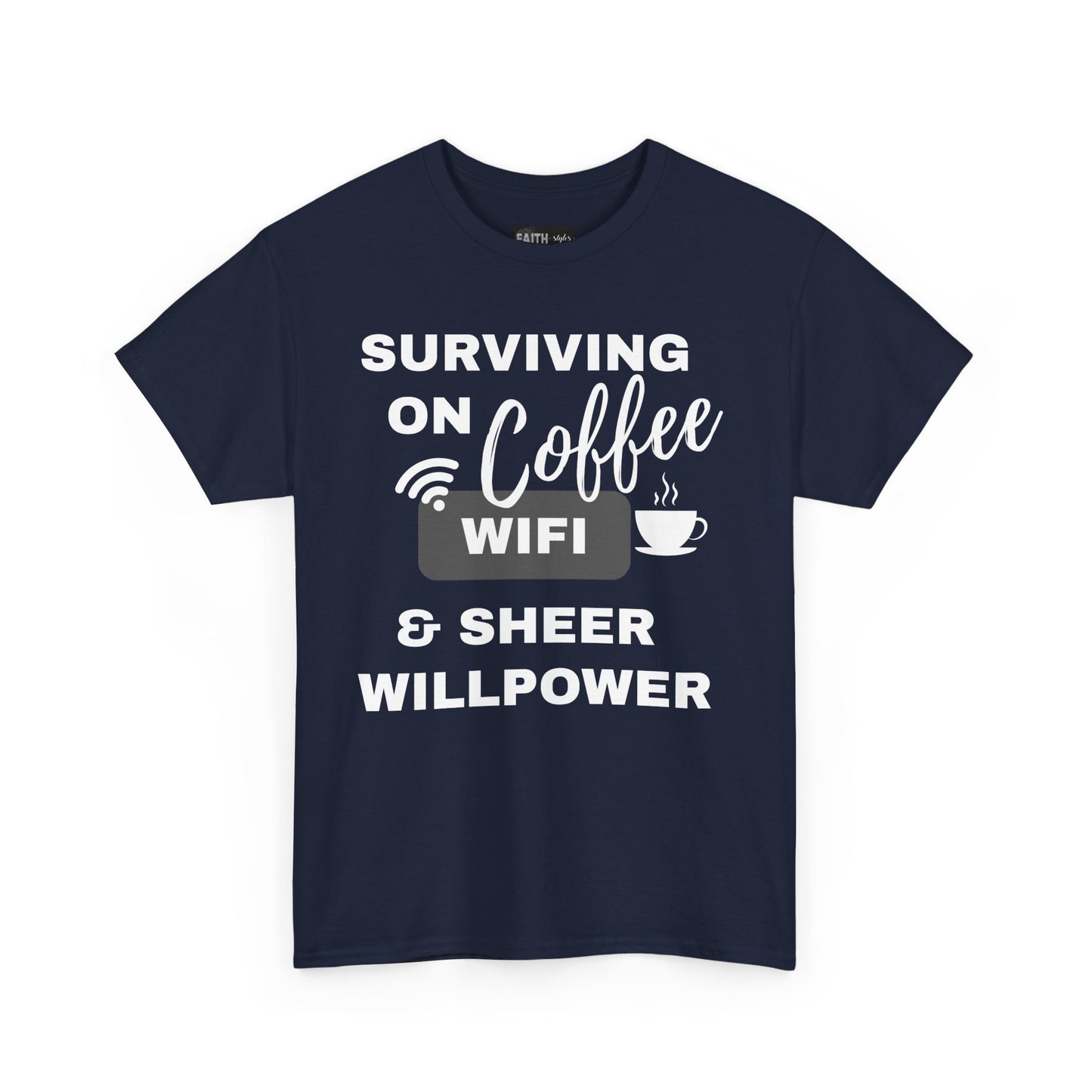 Surviving on Coffee Tee - Unisex Heavy Cotton Shirt, Funny Gift for Coffee Lovers, Perfect for Everyday Wear, Birthday & Holidays