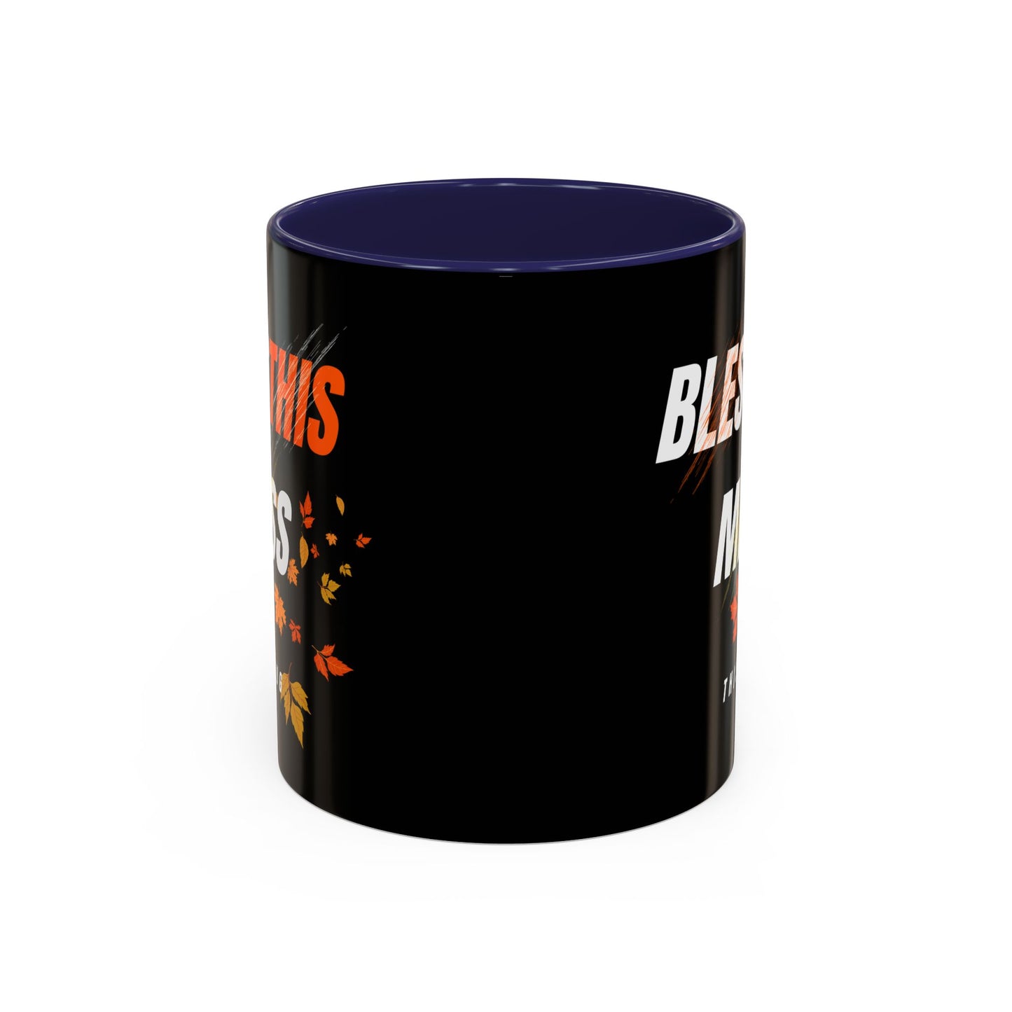 FaithStyles Bless This Mess Coffee Mug, Autumn Mug, Funny Mug Gift, Black Ceramic Mug, Fall Coffee Cup