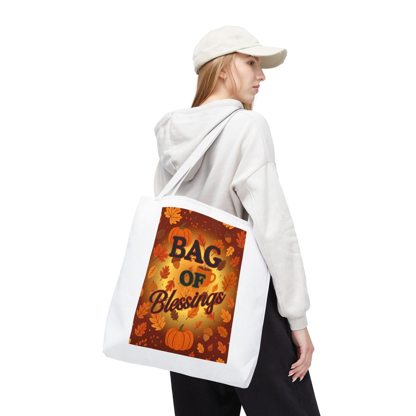 Autumn Blessings Tote Bag, Fall Tote for Shopping, Thanksgiving Gift Bag, Seasonal Carrier, Eco-Friendly Reusable Tote
