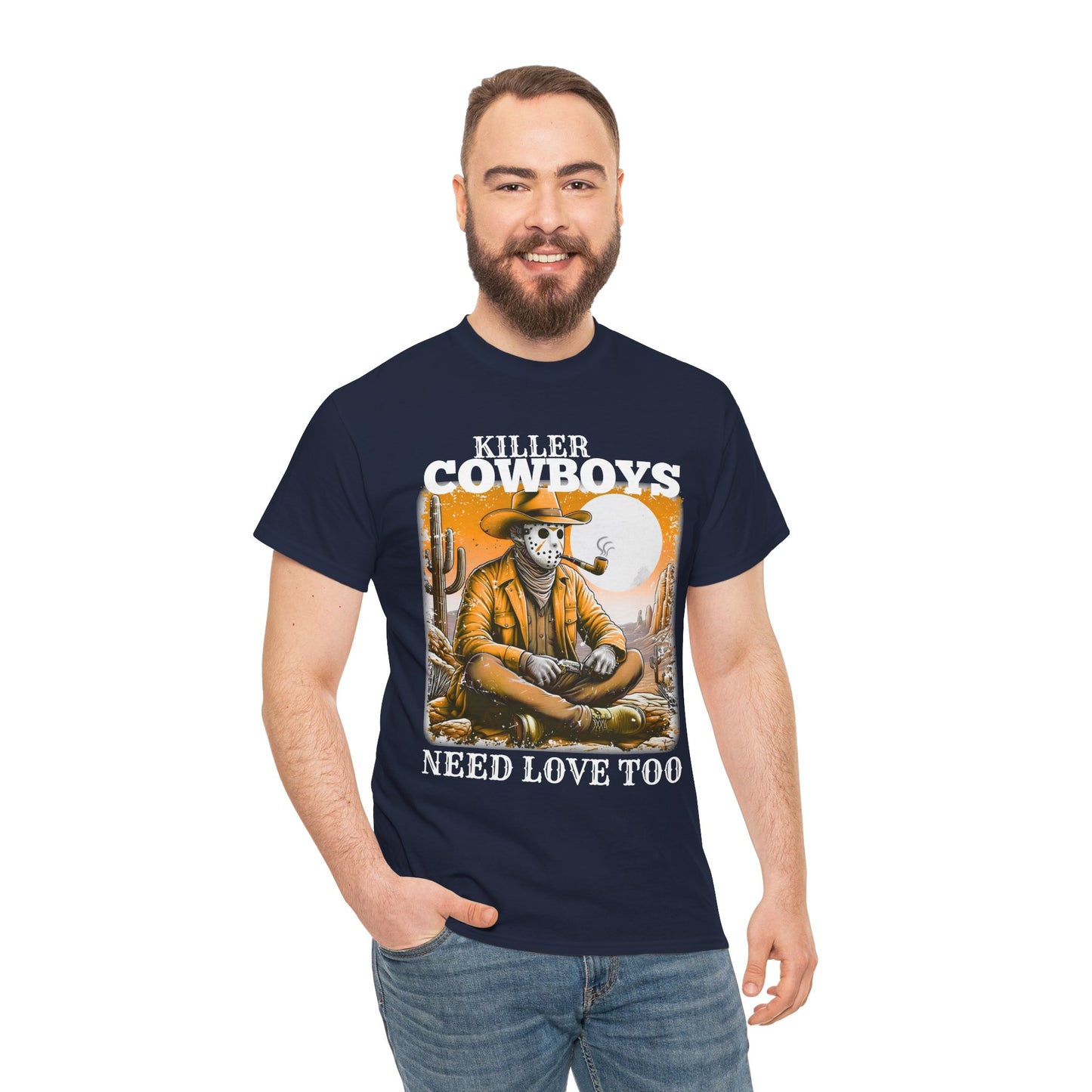 Killer Cowboys Graphic Tee, Unisex Heavy Cotton T-Shirt for Casual Wear, Cowboy Lover Gift, Western Occasion Apparel