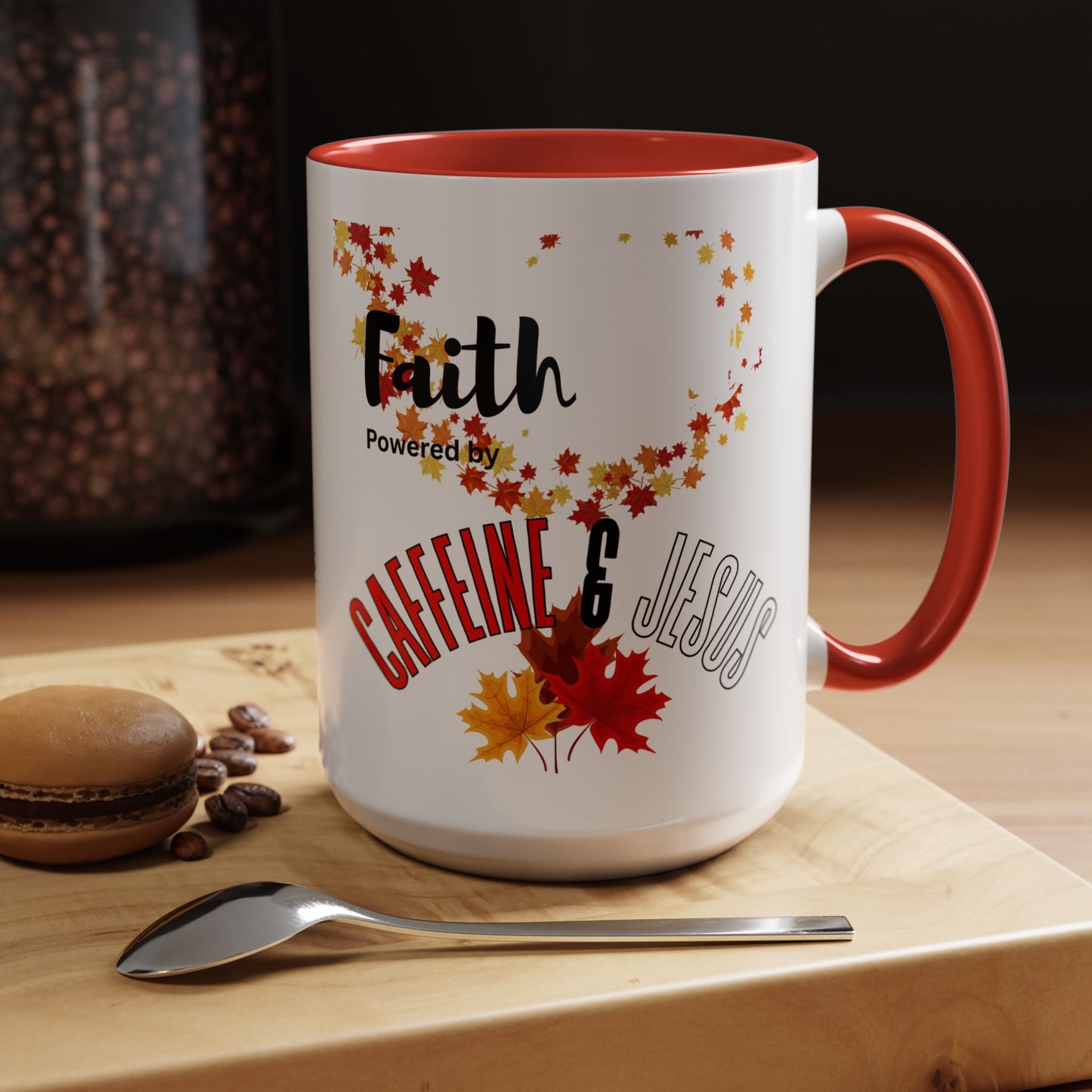 Faith & Caffeine Fall Coffee Mug | Perfect for Autumn Lovers, Thanksgiving Gift, Religious Coffee Cup, Inspirational Drinkware, Cozy Vibes