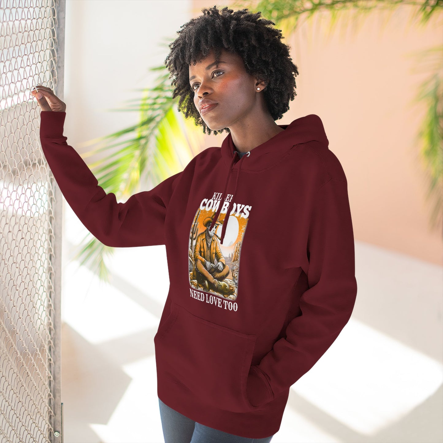 Three-Panel Fleece Hoodie-Front & Back Images