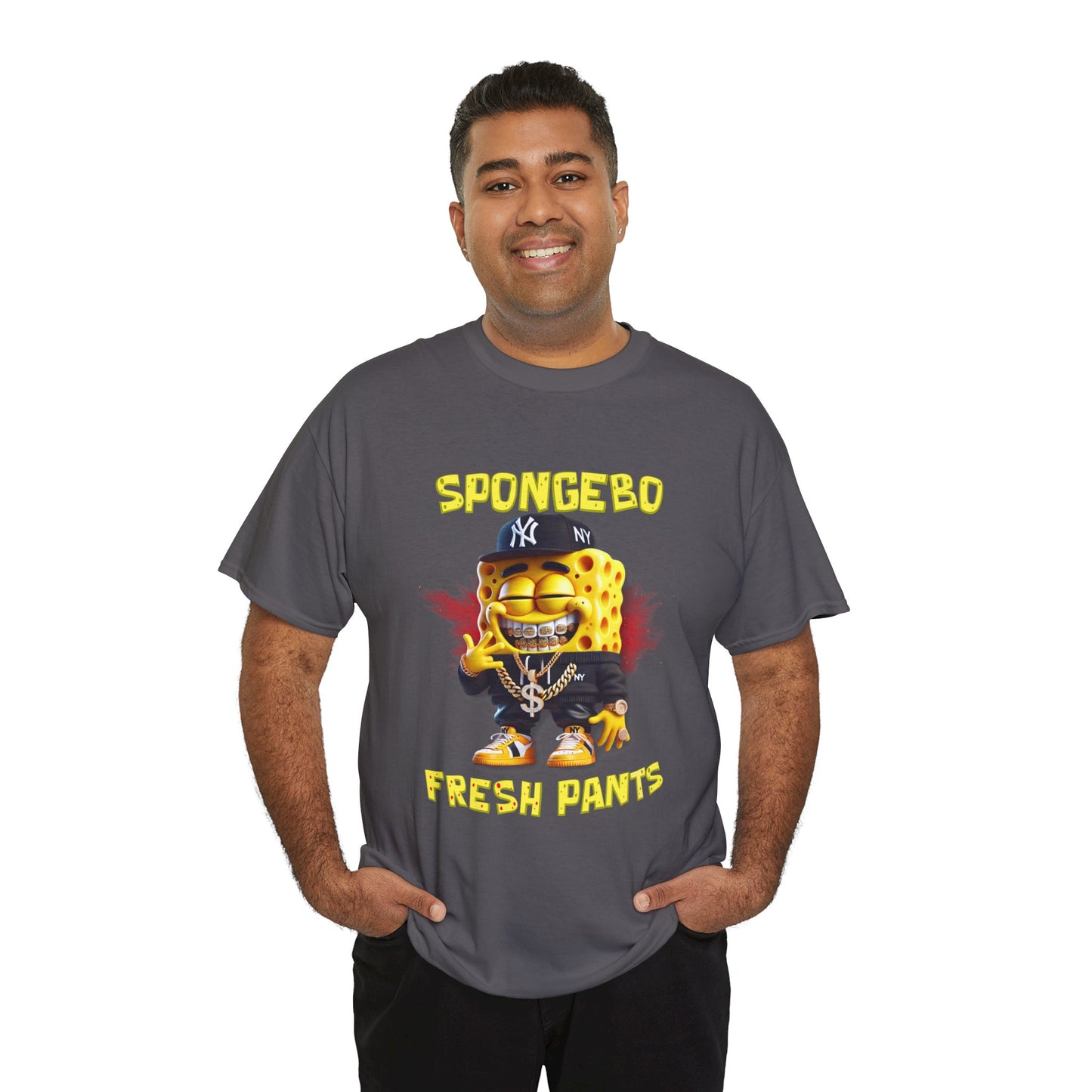 SpongeBo Fresh Pants Unisex Heavy Cotton Tee - Fun Graphic T-Shirt for Kids and Adults
