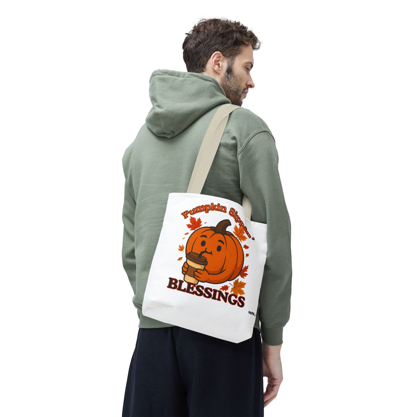 FaithStyles Autumn Pumpkin Blessings Tote Bag | Fall Bag, Cute Tote, Gift for Her, Thanksgiving, Coffee Lovers, Halloween Decor