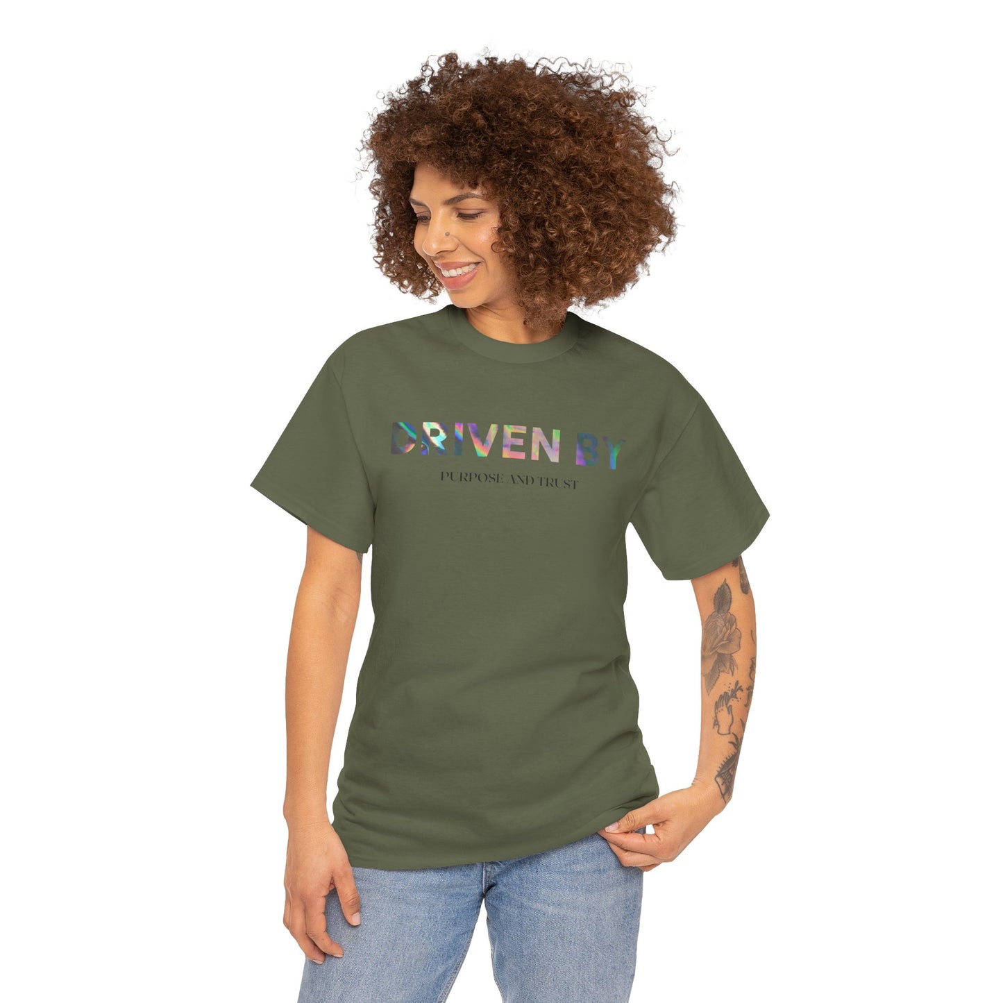 Driven By Inspiration Unisex Heavy Cotton Tee, Motivational Shirt, Casual Wear, Gift Idea for Friends, Positive Vibes, Everyday Style