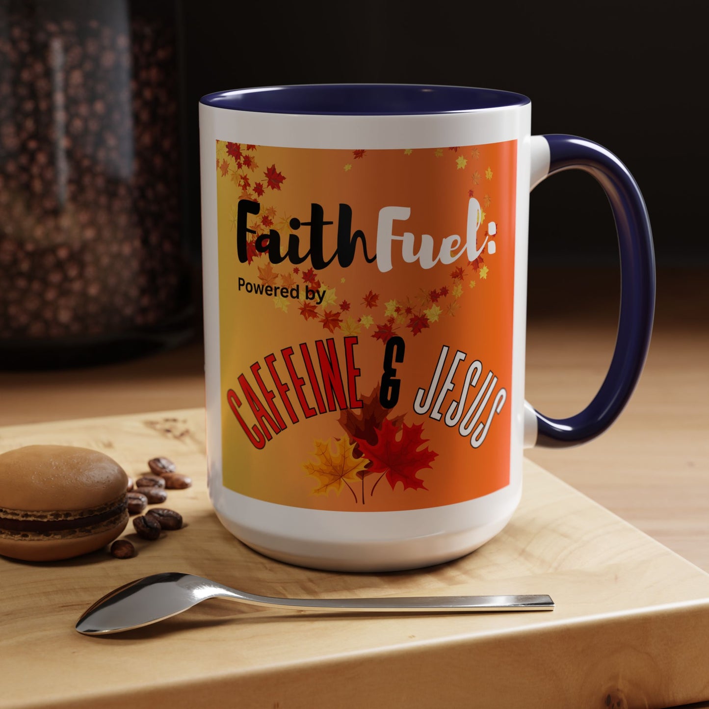 FaithFuel Caffeine & Jesus Mug - Fall Coffee Cup, Inspirational Gift, Autumn Decor, Home Office Supplies, Religious Mug
