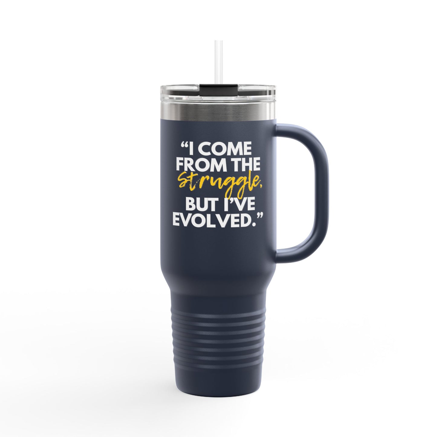 Inspirational Insulated Travel Mug, Motivational Coffee Tumbler, Evolved Journey Mug, Perfect for Gifts, Travel, and Daily Use