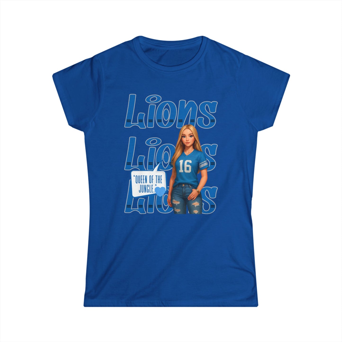 Lions Queen Women's Tee, Casual Fan Shirt, Women's Graphic Top, Gift for Sports Lovers, Birthday Present