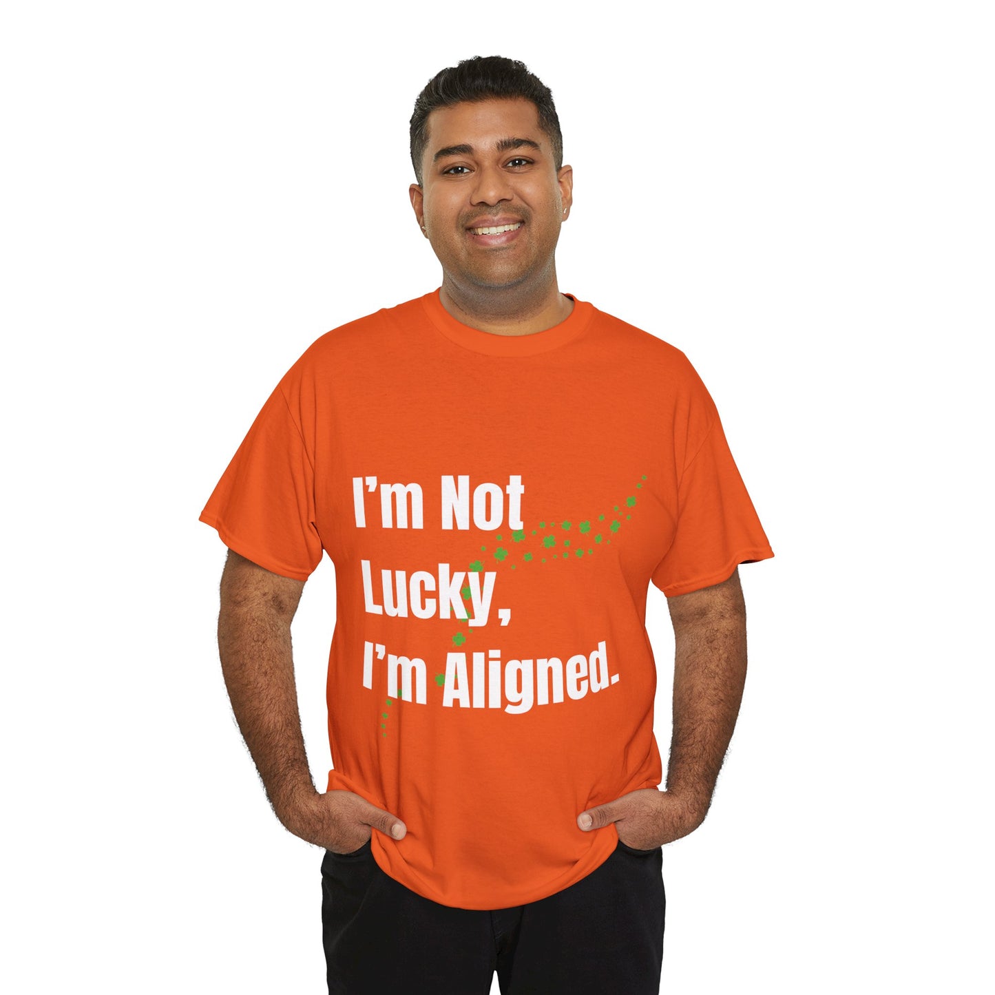 "I’m Not Lucky, I’m Aligned" Unisex Heavy Cotton T-shirt - Motivational Tee for Positivity and Alignment