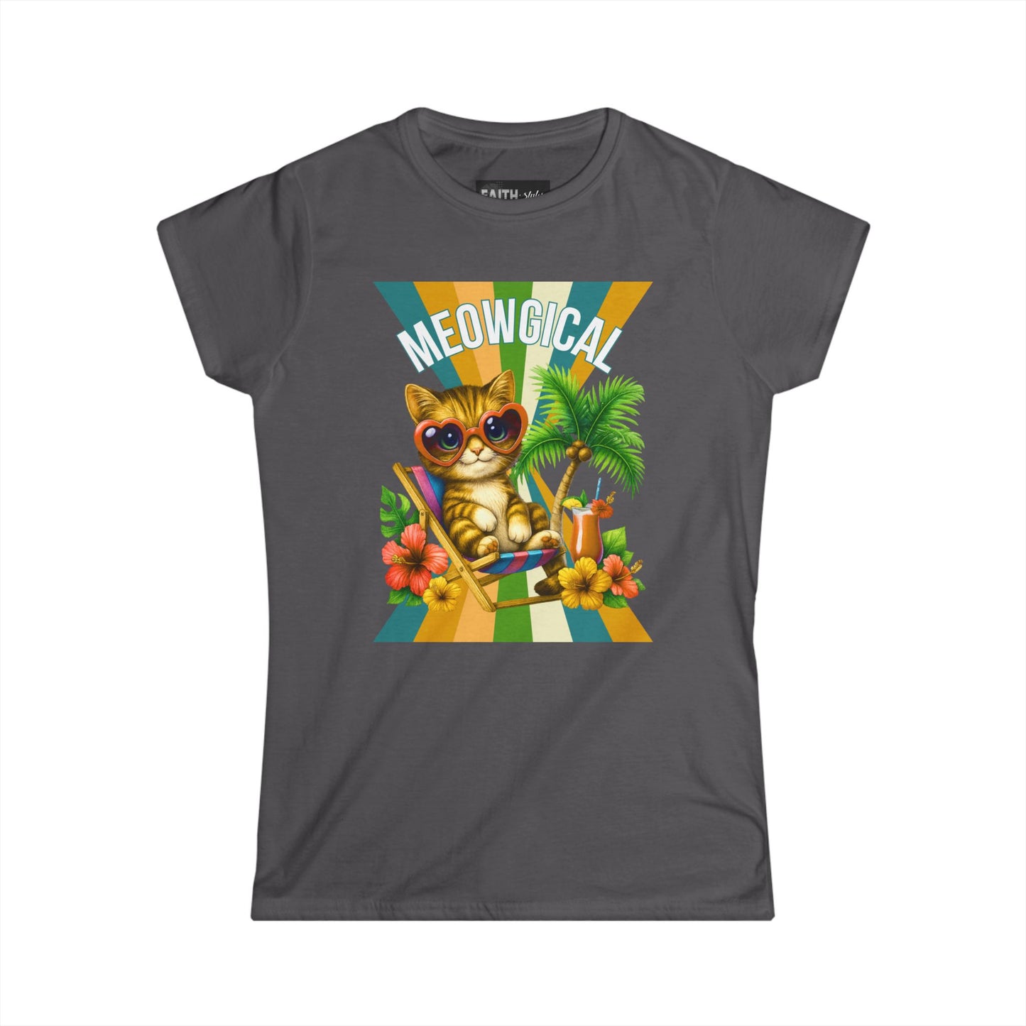 Meowgical Cat T-Shirt, Cute Cat Tee, Summer Vibes Shirt, Gift for Cat Lovers, Beach Day Outfit, Fun Casual Graphic Tee