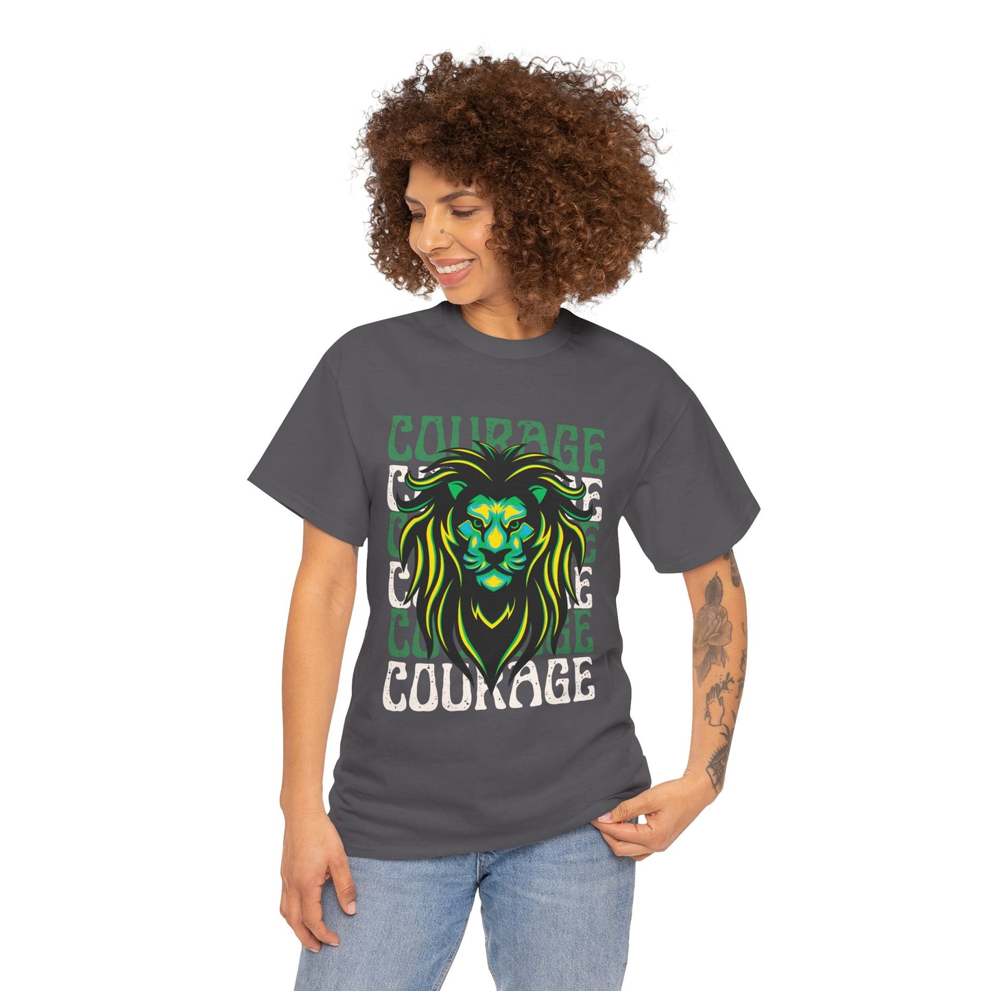 Courageous Lion Tee, Motivational Shirt, Unisex Cotton T-Shirt, Gift for Strength, Inspirational Apparel, Courage Theme