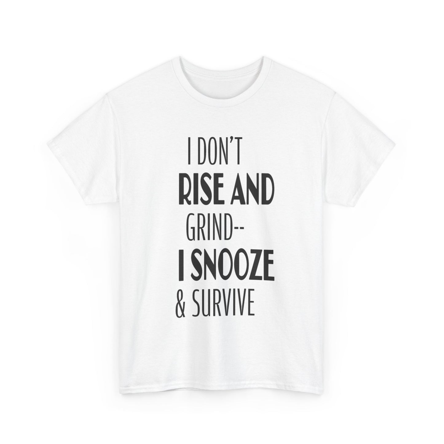 Funny Snooze Survival Tee for Lazy Days, Male's Cotton T-Shirt, Gift for Coffee Lovers, Sleepyhead Apparel, Relaxed Lifestyle Top