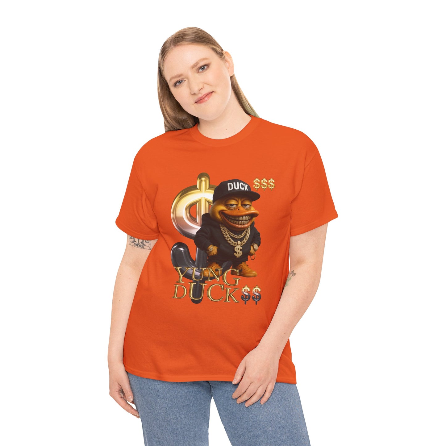 Yung Duck$$ Unisex Heavy Cotton Tee - Fun Streetwear T-Shirt for Casual Outfits