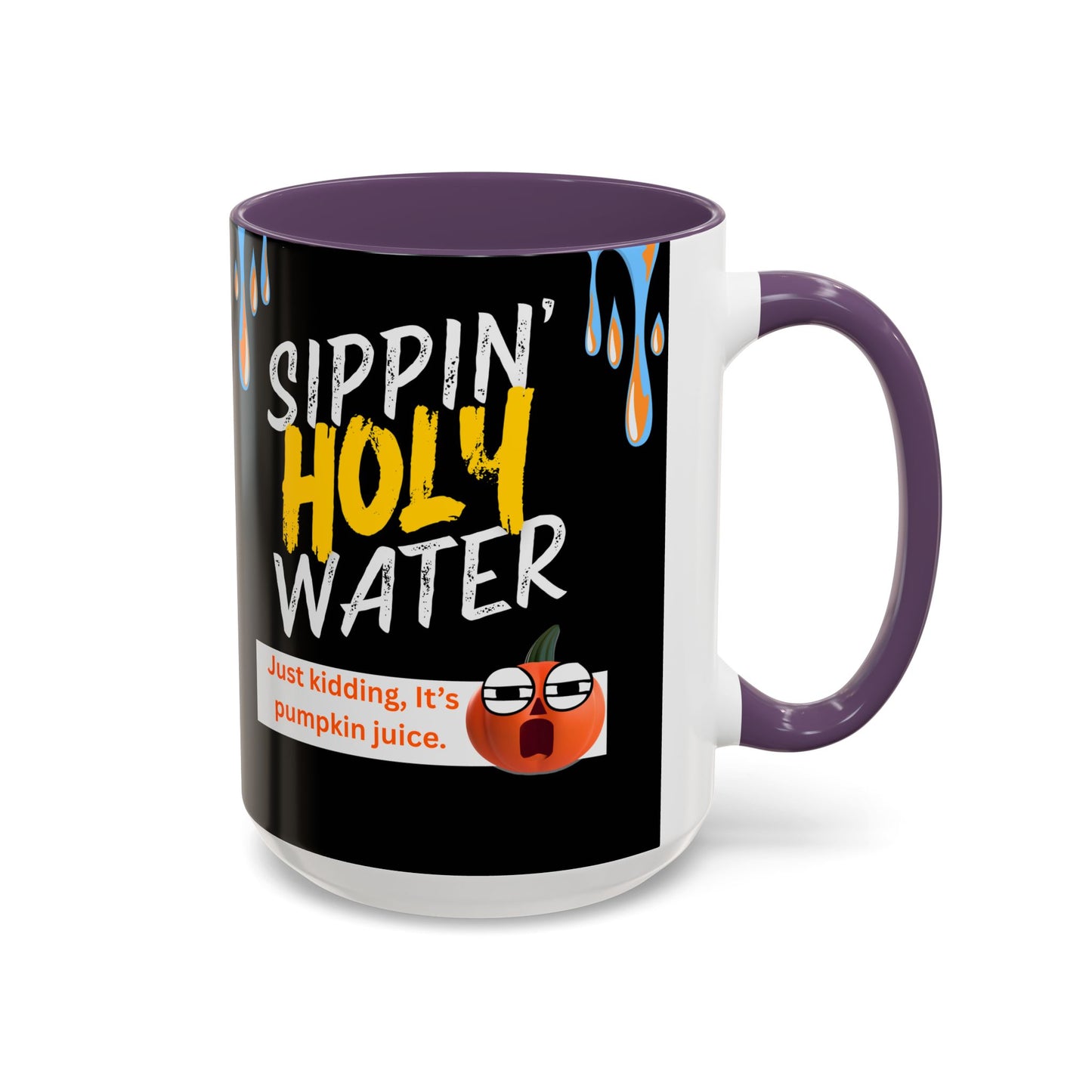 Sippin' Holy Water Coffee Mug, Funny Pumpkin Juice Mug, Halloween Coffee Cup, Unique Gift for Fall, Cute Office Mug, Quirky Kitchenware