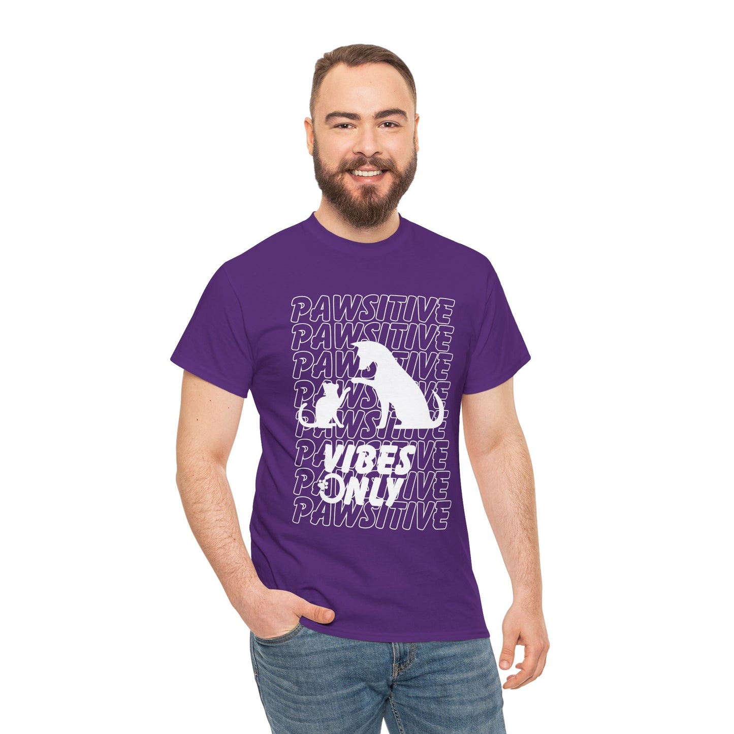 "Pawsitive Vibes Only" Unisex Heavy Cotton T-shirt